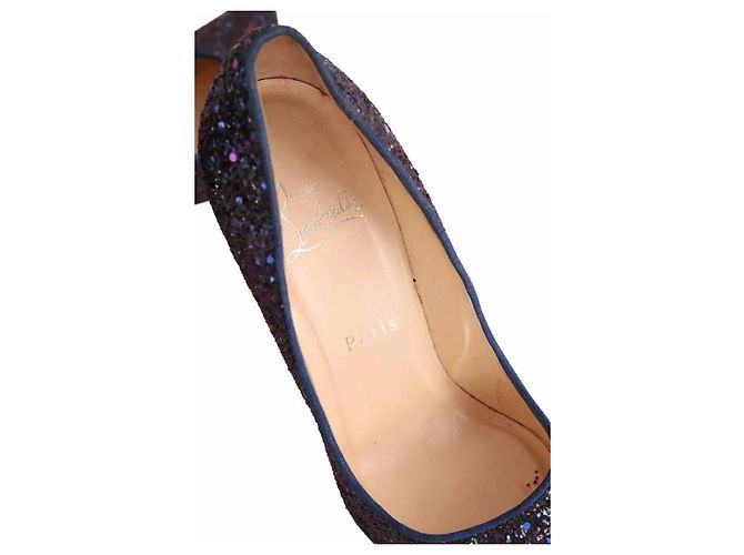 Escarpins Christian Louboutin violets à paillettes - vue 4
