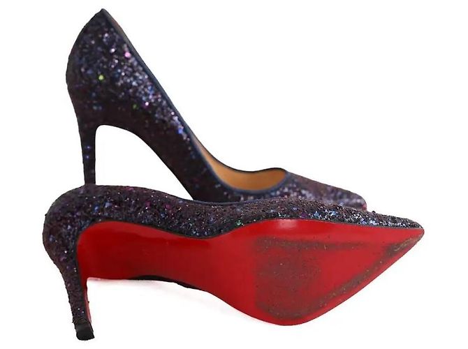 Escarpins Christian Louboutin violets à paillettes - vue 5