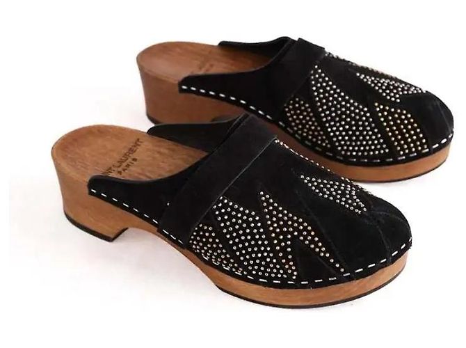 Autre Marque Clogs Slides schwarz mit Nieten-Details - Ansicht 3