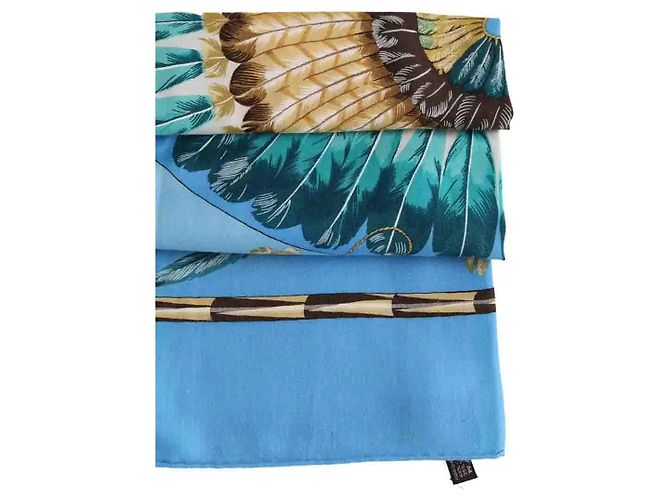 Hermès Brazil blue cashmere scarf - view 2