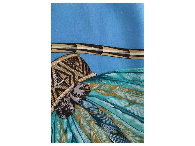 Hermès Brazil blue cashmere scarf - view 3