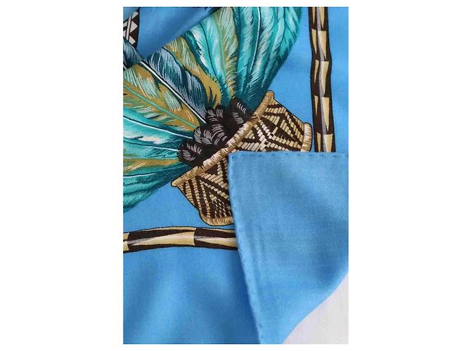 Hermès Brazil blue cashmere scarf - view 5
