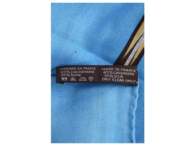 Hermès Brazil blue cashmere scarf - view 6