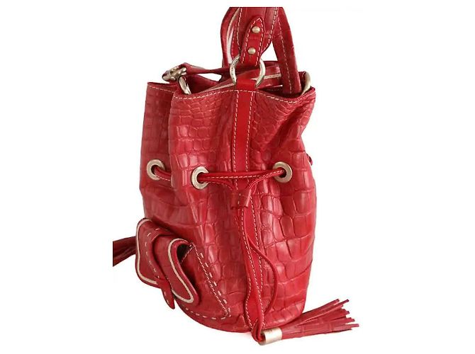 Sac à bandoulière Lancel en cuir rouge - vue 2