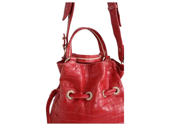 Sac à bandoulière Lancel en cuir rouge - vue 3