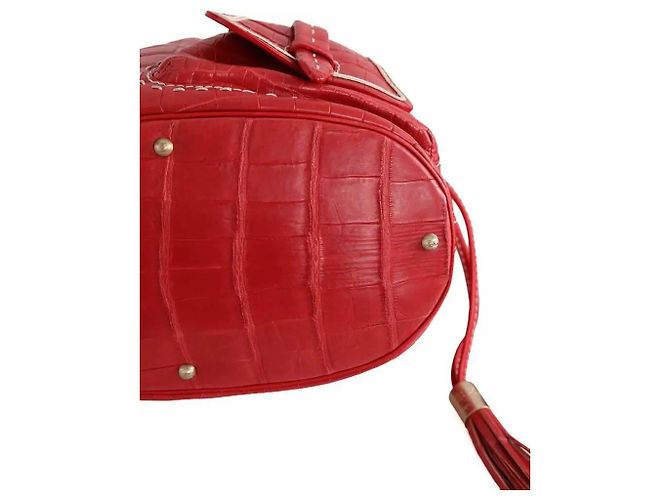 Sac à bandoulière Lancel en cuir rouge - vue 4