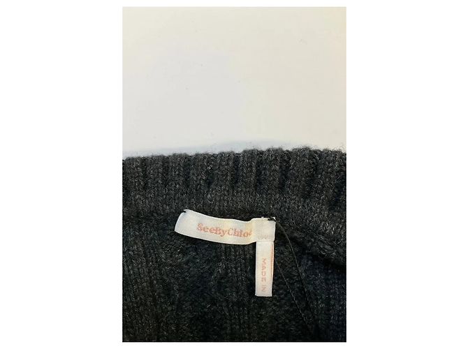 Poncho Chloé de lana negro - vista 5
