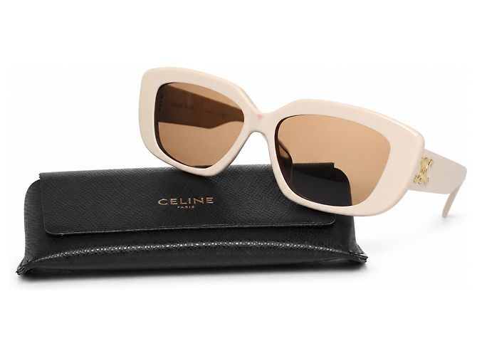 Céline Celine, Beige triomphe sunglasses in ivory - view 3