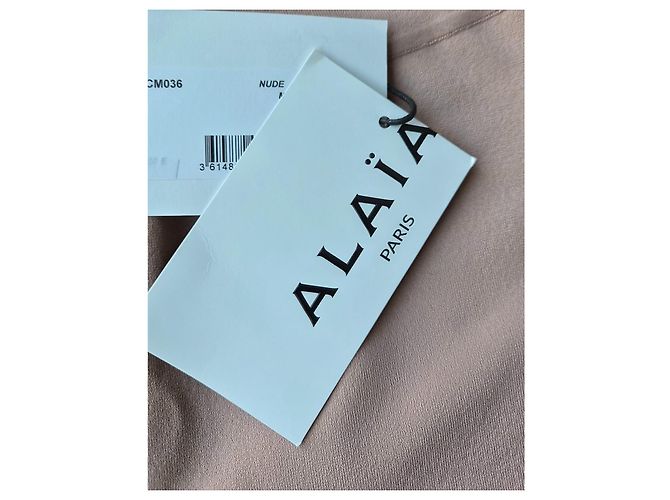 Calções Alaïa em viscose stretch nude Azul marinho - vista 3