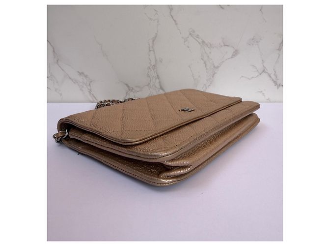 Chanel Wallet on Chain Caviar Pelle Beige - vista 10