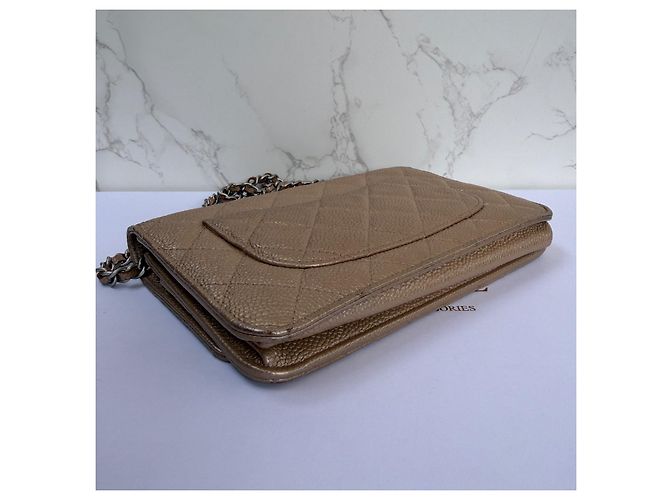 Chanel Wallet on Chain Caviar Pelle Beige - vista 11