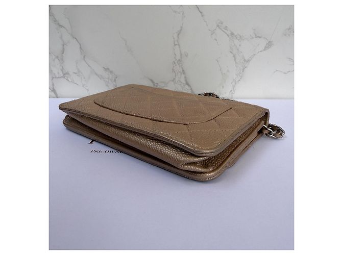 Chanel Wallet on Chain Caviar Pelle Beige - vista 12