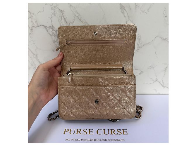 Chanel Wallet on Chain Caviar Pelle Beige - vista 15