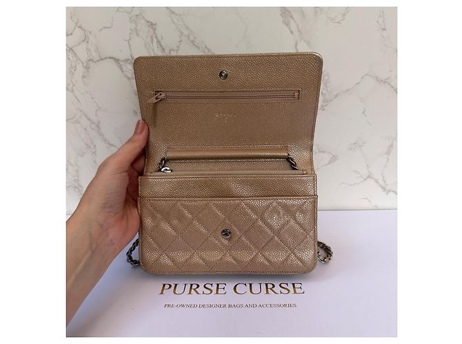 Chanel Wallet on Chain Caviar Pelle Beige - vista 17