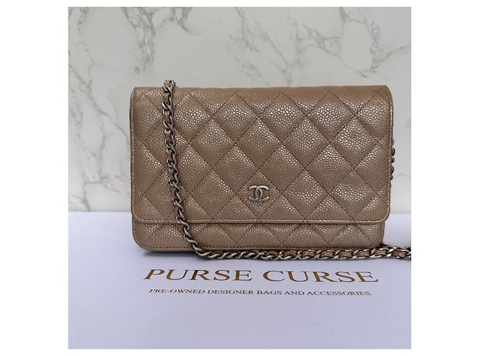 Chanel Wallet on Chain Caviar Pelle Beige - vista 2