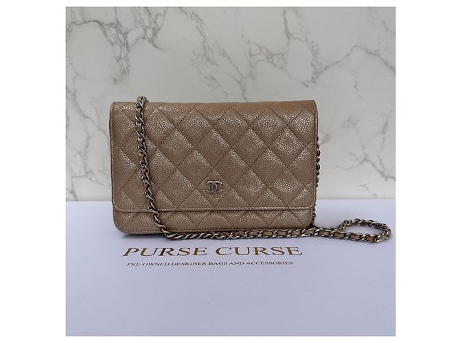 Chanel Wallet on Chain Caviar Pelle Beige - vista 3