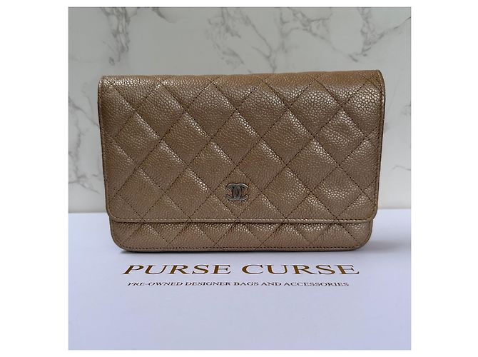 Chanel Wallet on Chain Caviar Pelle Beige - vista 4