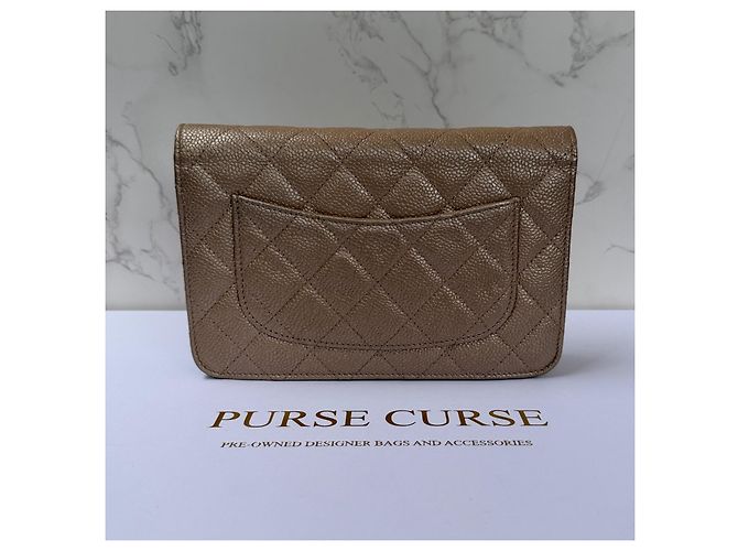 Chanel Wallet on Chain Caviar Pelle Beige - vista 5
