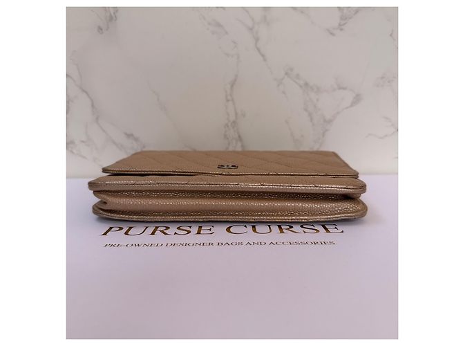 Chanel Wallet on Chain Caviar Pelle Beige - vista 6