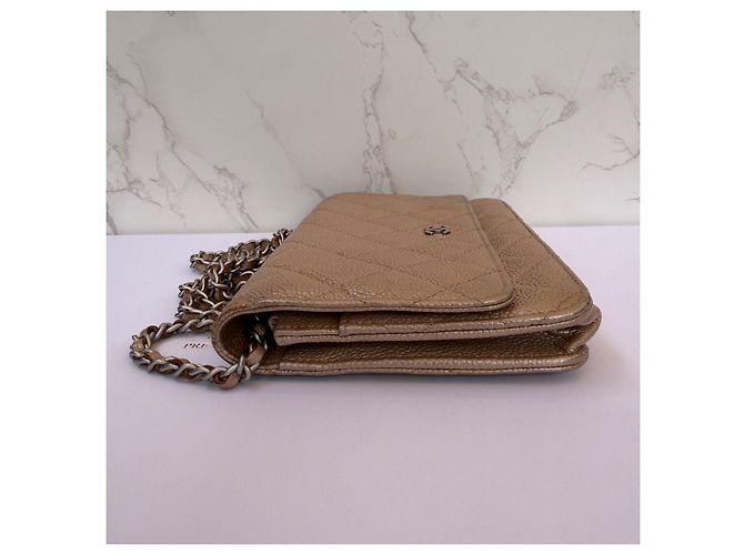 Chanel Wallet on Chain Caviar Pelle Beige - vista 7