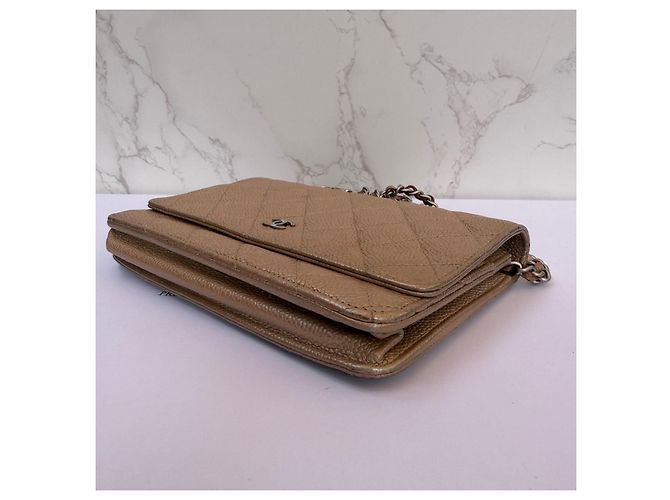Chanel Wallet on Chain Caviar Pelle Beige - vista 9