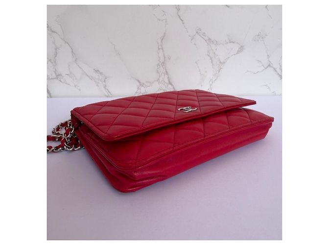 Chanel Wallet on Chain (WOC) Pelle d'Agnello Rossa Rosso - vista 10