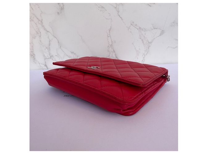 Chanel Wallet on Chain (WOC) Pelle d'Agnello Rossa Rosso - vista 11