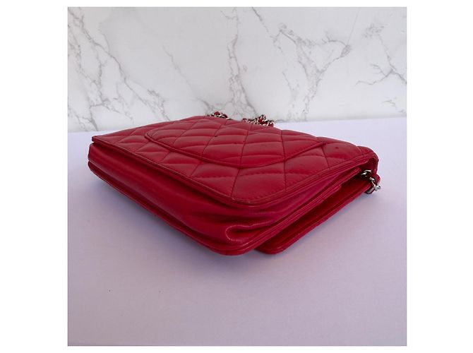 Chanel Wallet on Chain (WOC) Pelle d'Agnello Rossa Rosso - vista 12