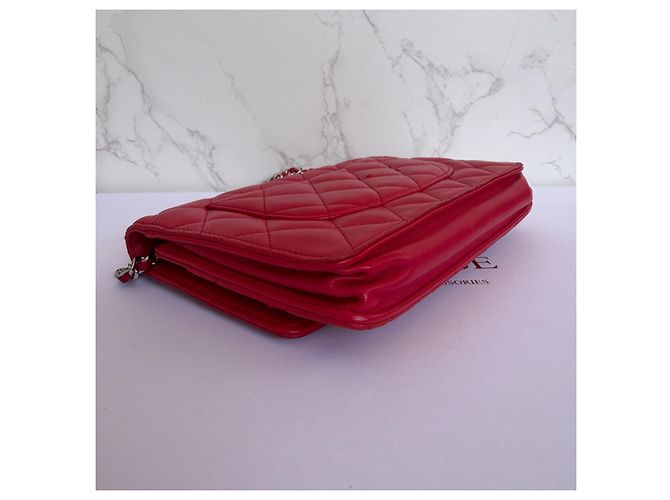 Chanel Wallet on Chain (WOC) Pelle d'Agnello Rossa Rosso - vista 13