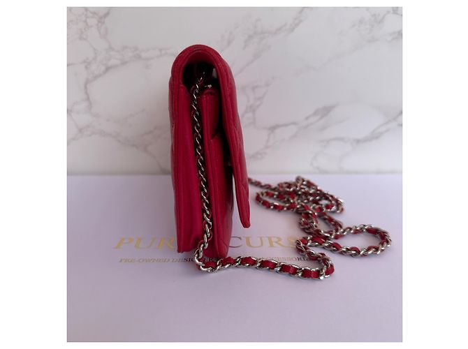 Chanel Wallet on Chain (WOC) Pelle d'Agnello Rossa Rosso - vista 14