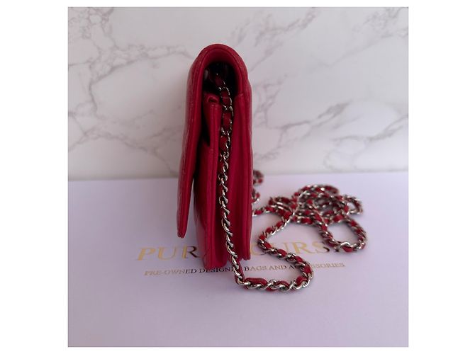 Chanel Wallet on Chain (WOC) Pelle d'Agnello Rossa Rosso - vista 15