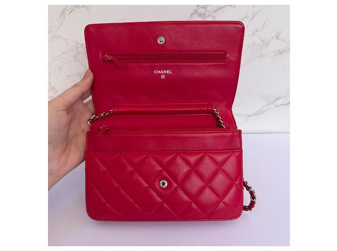 Chanel Wallet on Chain (WOC) Pelle d'Agnello Rossa Rosso - vista 16
