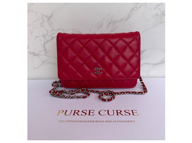Chanel Wallet on Chain (WOC) Pelle d'Agnello Rossa Rosso - vista 2