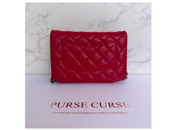 Chanel Wallet on Chain (WOC) Pelle d'Agnello Rossa Rosso - vista 3