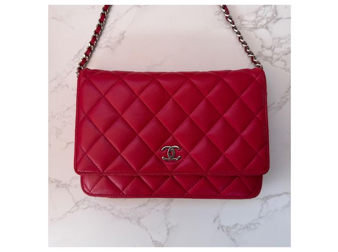 Chanel Wallet on Chain (WOC) Pelle d'Agnello Rossa Rosso - vista 4