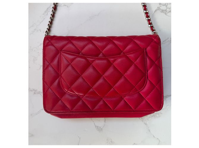 Chanel Wallet on Chain (WOC) Pelle d'Agnello Rossa Rosso - vista 5