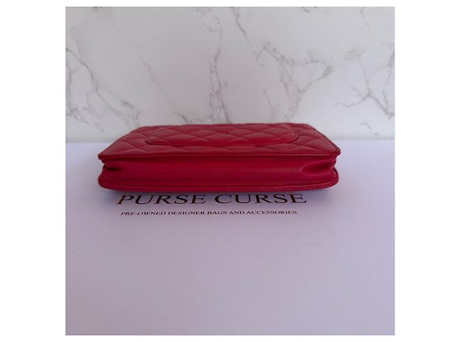 Chanel Wallet on Chain (WOC) Pelle d'Agnello Rossa Rosso - vista 7