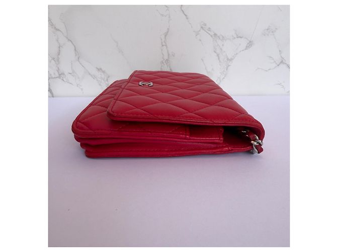 Chanel Wallet on Chain (WOC) Pelle d'Agnello Rossa Rosso - vista 8