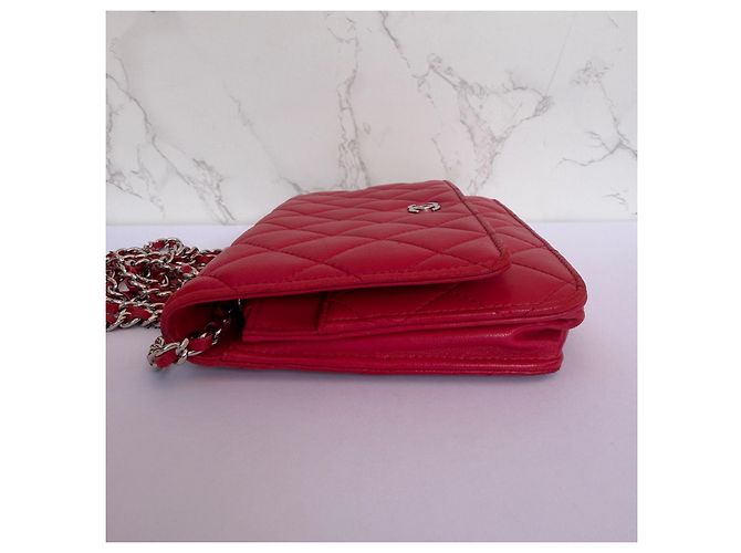 Chanel Wallet on Chain (WOC) Pelle d'Agnello Rossa Rosso - vista 9