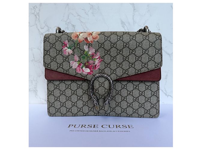Borsa a tracolla Gucci Dionysus GG Supreme Blooms Marrone Rosa Beige - vista 3