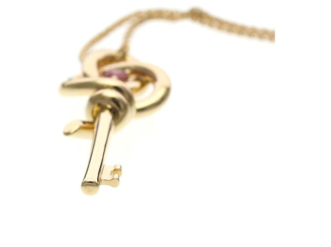 Autre Marque Collar Llave Tiffany Knot en oro rosa con zafiro Dorado - vista 4