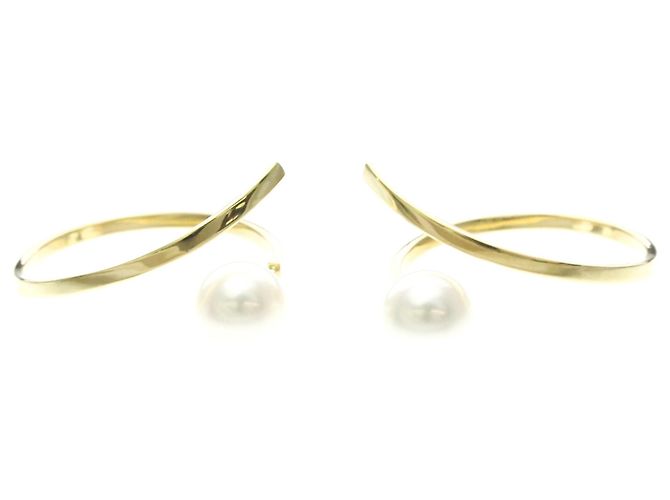 Pendientes de aro Tasaki Afine en oro amarillo de 18K con perla Dorado - vista 3