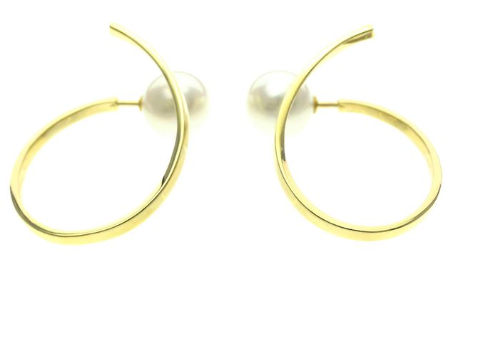 Pendientes de aro Tasaki Afine en oro amarillo de 18K con perla Dorado - vista 4