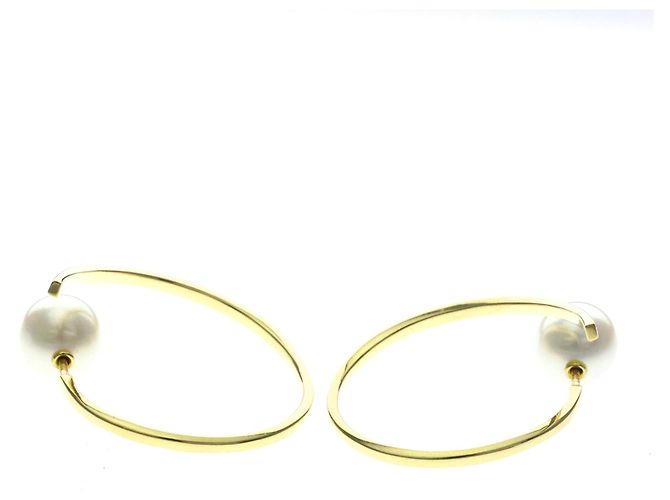 Pendientes de aro Tasaki Afine en oro amarillo de 18K con perla Dorado - vista 5