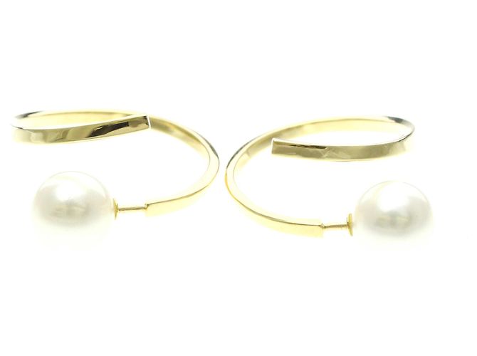 Pendientes de aro Tasaki Afine en oro amarillo de 18K con perla Dorado - vista 6