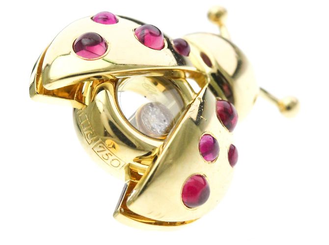 Broche Chopard Ladybug en or jaune avec accent rubis Doré - vue 13