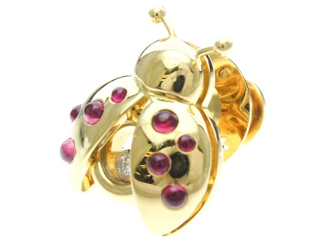 Broche Chopard Ladybug en or jaune avec accent rubis Doré - vue 2