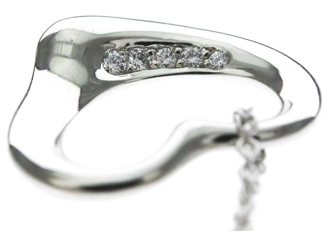 Autre Marque Tiffany Open Heart Halskette mit Diamanten Silber - Ansicht 7