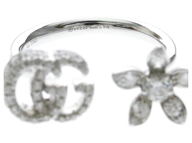 Bague Gucci Flora en or blanc 18K avec diamants Argenté - vue 5