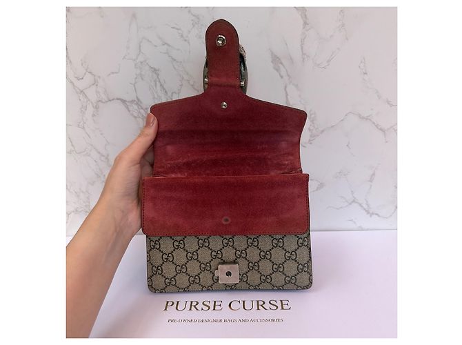 Borsa Mini Gucci Dionysus GG Supreme Bloom Rosa Bianco Rosso Verde Monogramma - vista 13
